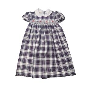 Vintage Little Bitty Plaid Floral Dress sz 6 Girls